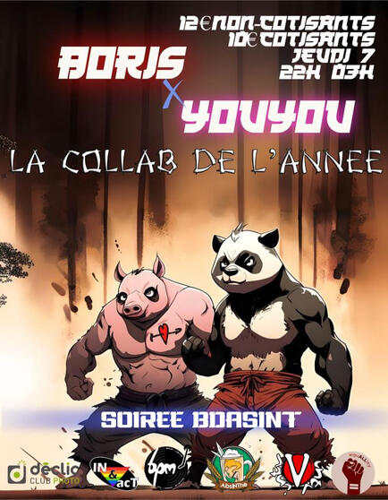 Promotion of a Japan themed party between Arts Club and Sports Club. Background created and enlarged by AI.