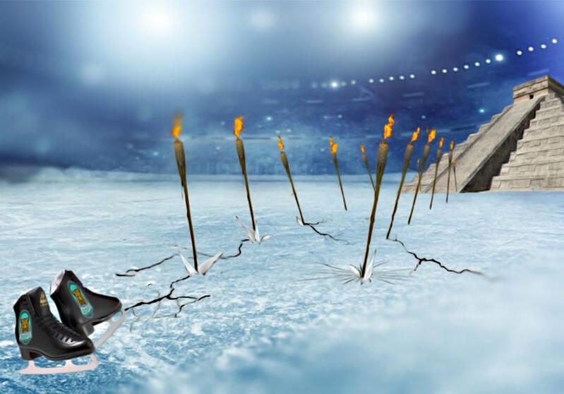 Promotion of an ice skating event. Assembled from several images.